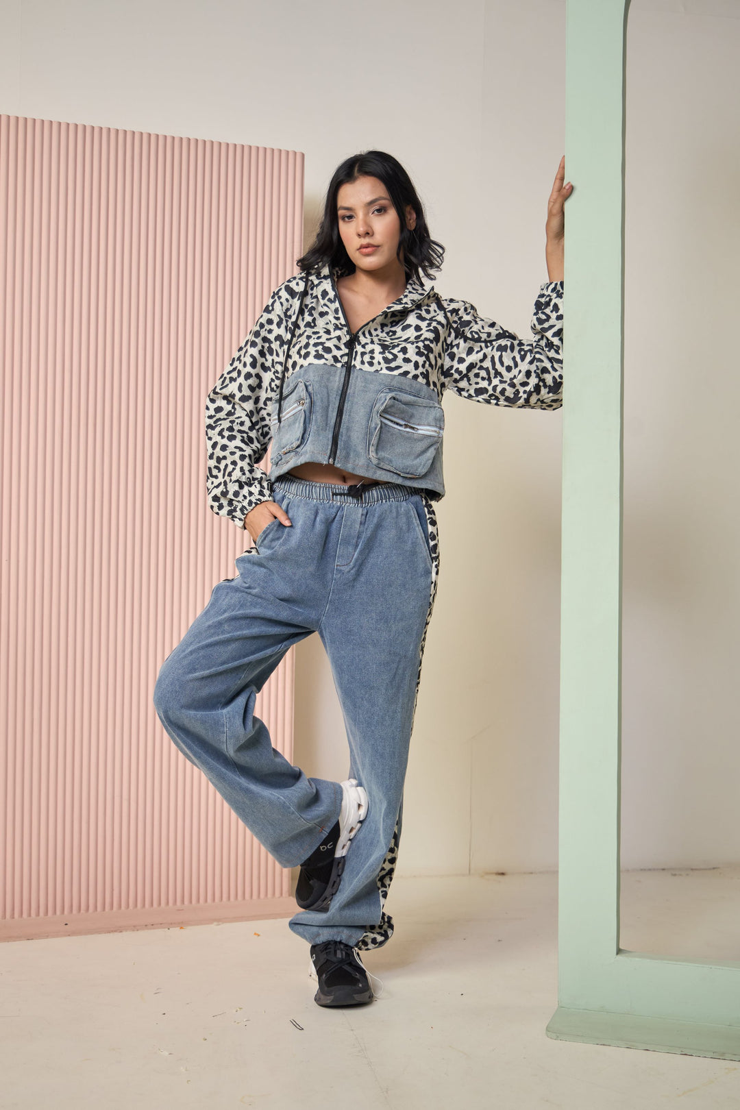 Daryl Denim Striped Co-ord Set - Blue & Grey