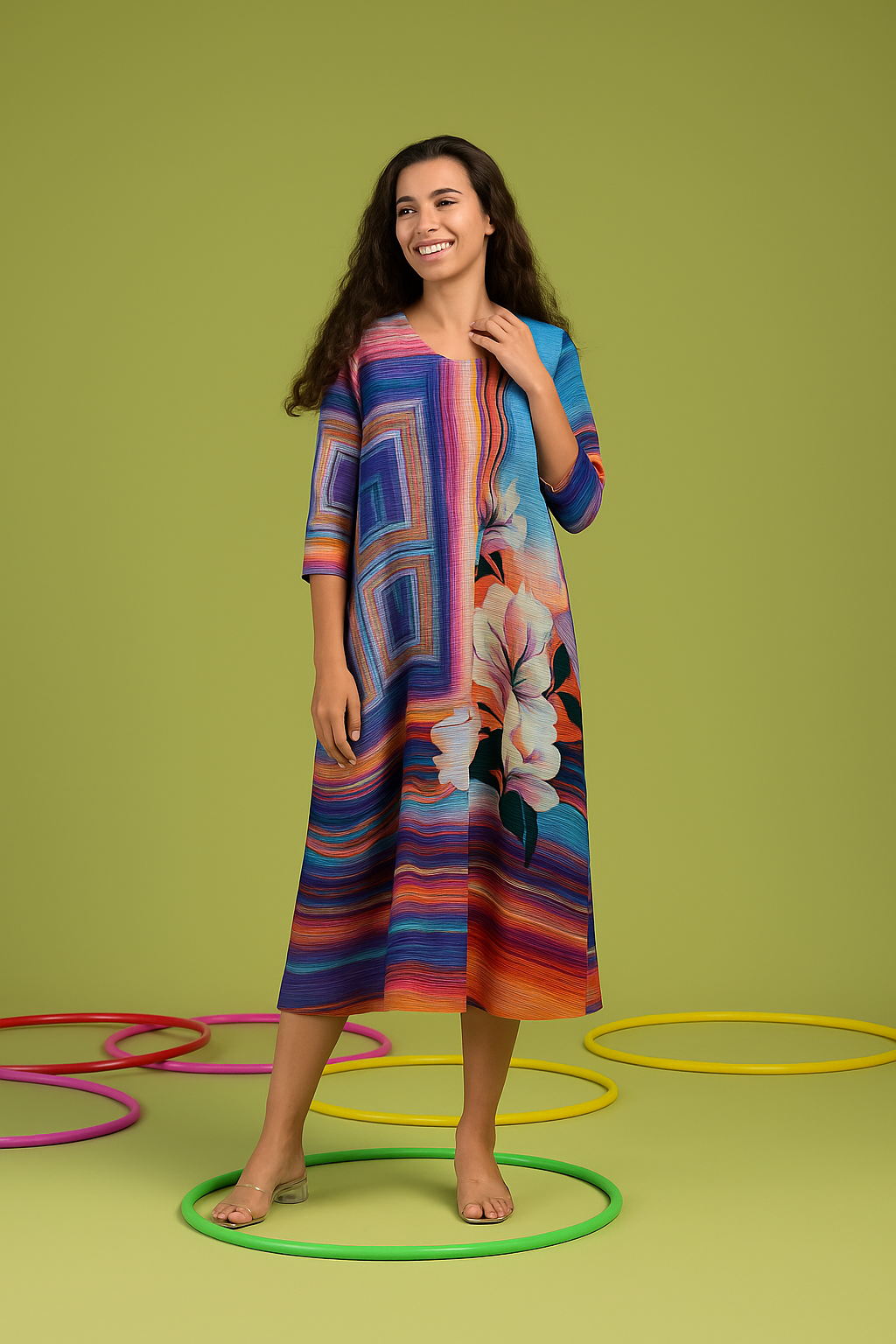 Alissa Abstract Dress - Floral Blues