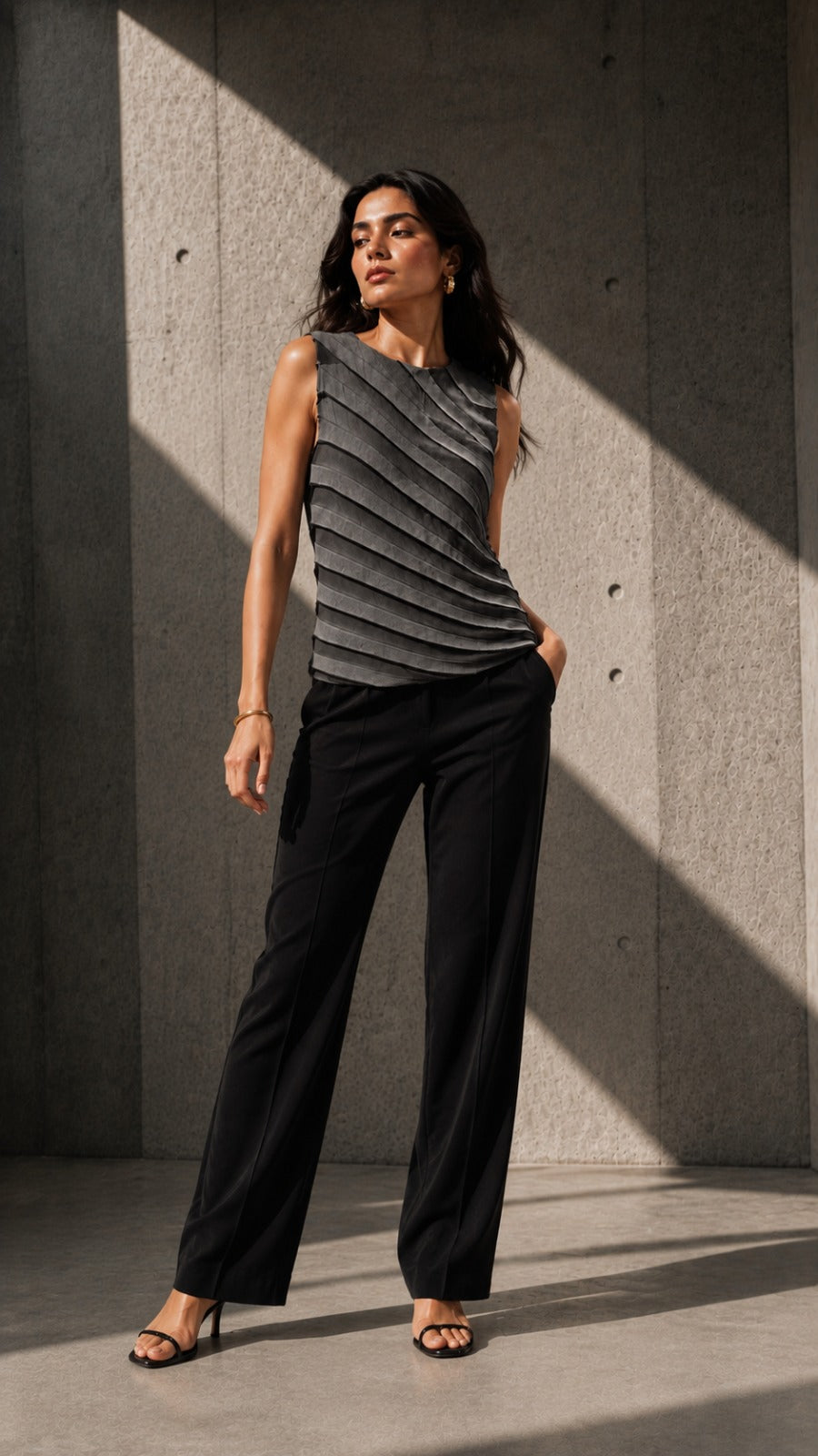 SLEEVELESS TOP-GREY