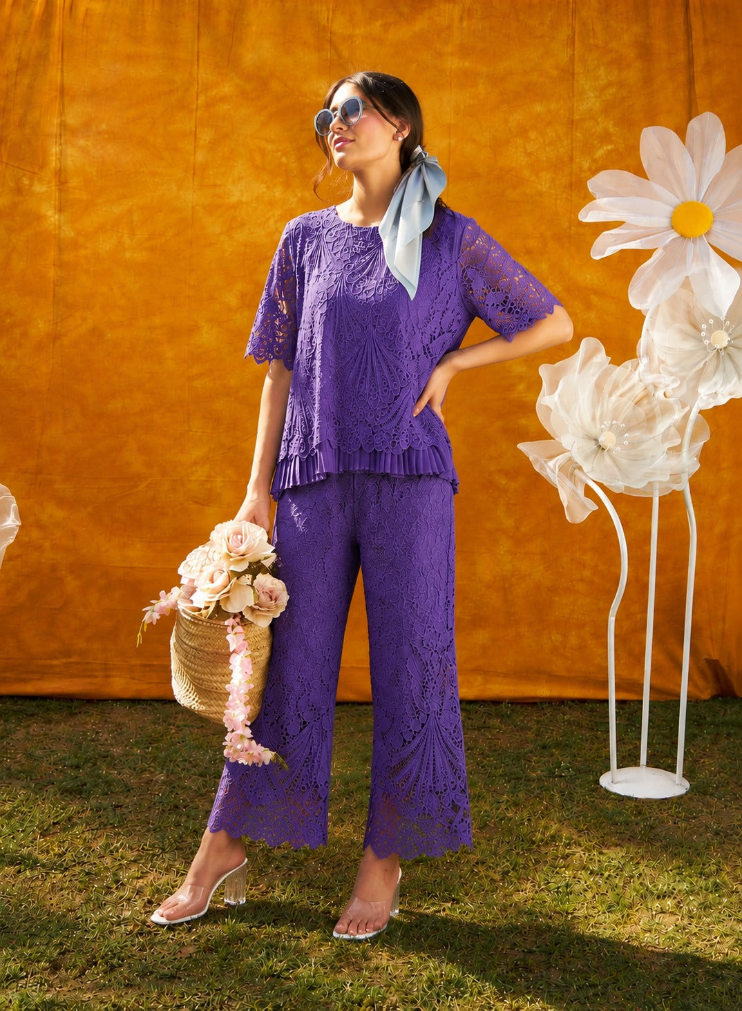 MYRA MESH CO-ORD SET - PURPLE