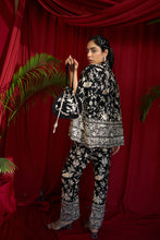 Load image into Gallery viewer, Reyna Gara Glazed Cape Jacket With Coordinated Pants- Black