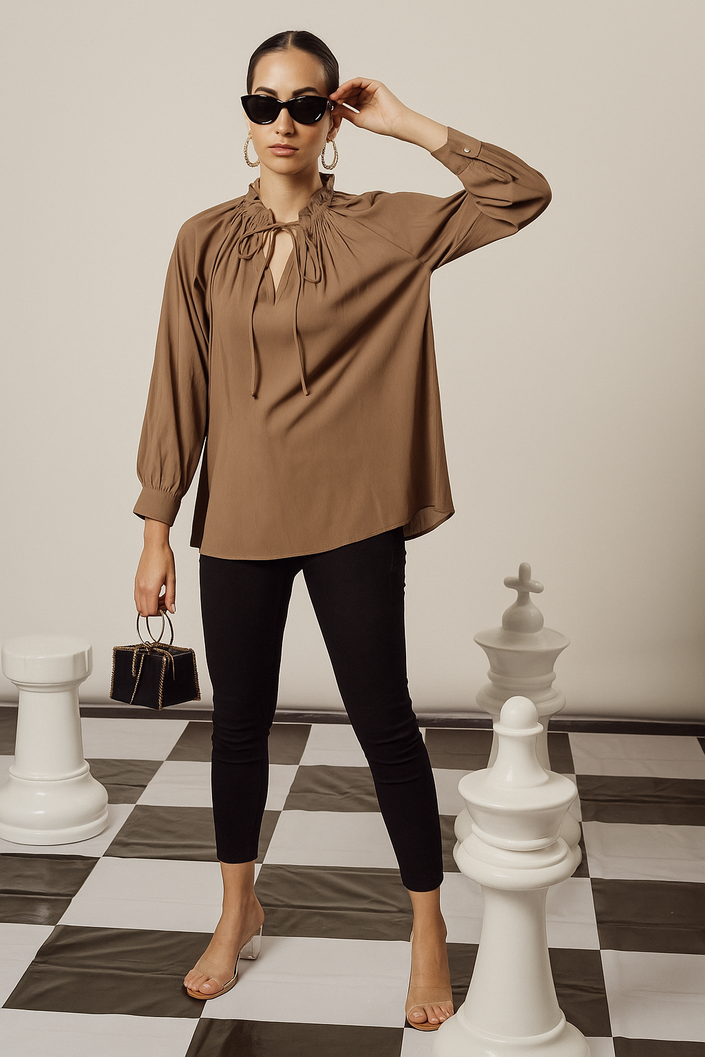 Fabian Fly Me Up Flouncy Top - Beige