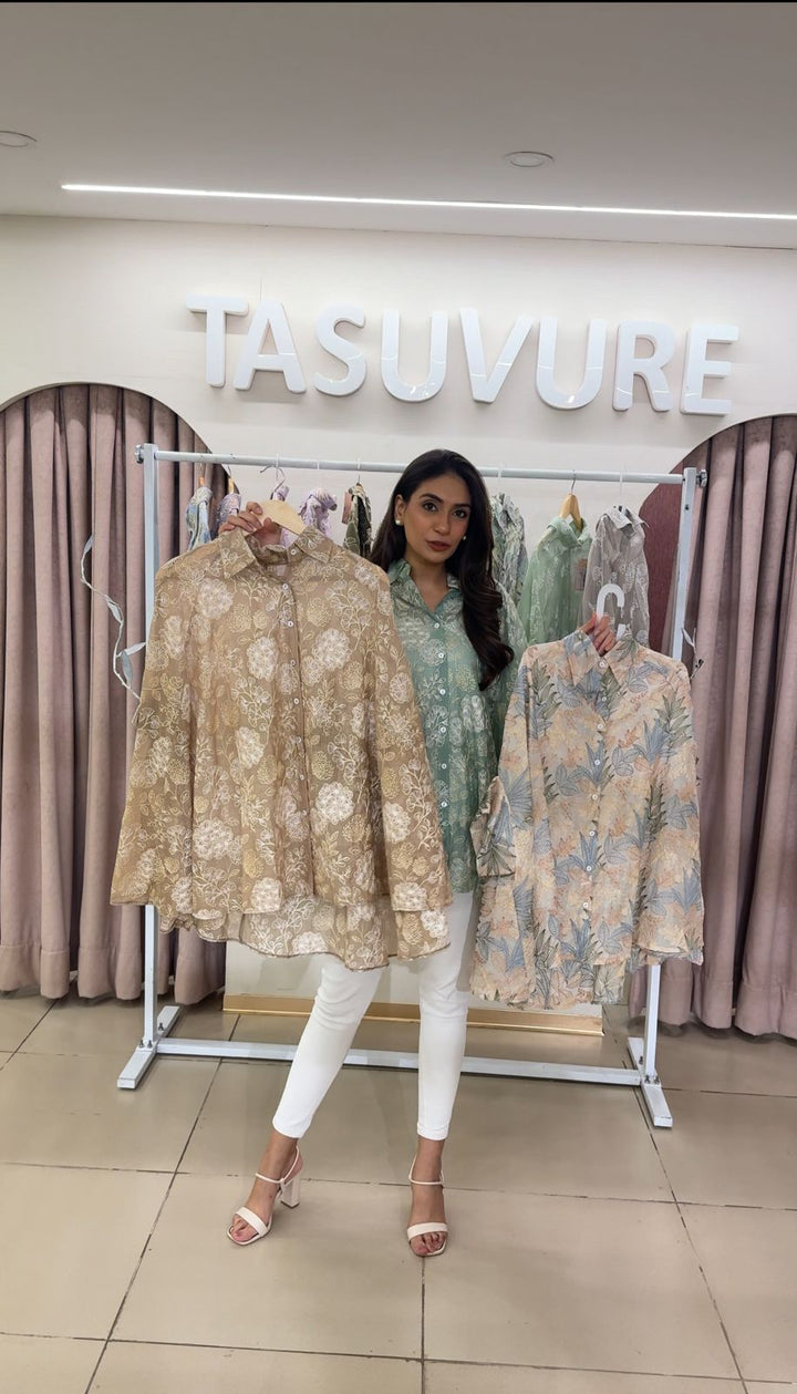 Elahe Embroidered Elysian Shirt - Sage Green