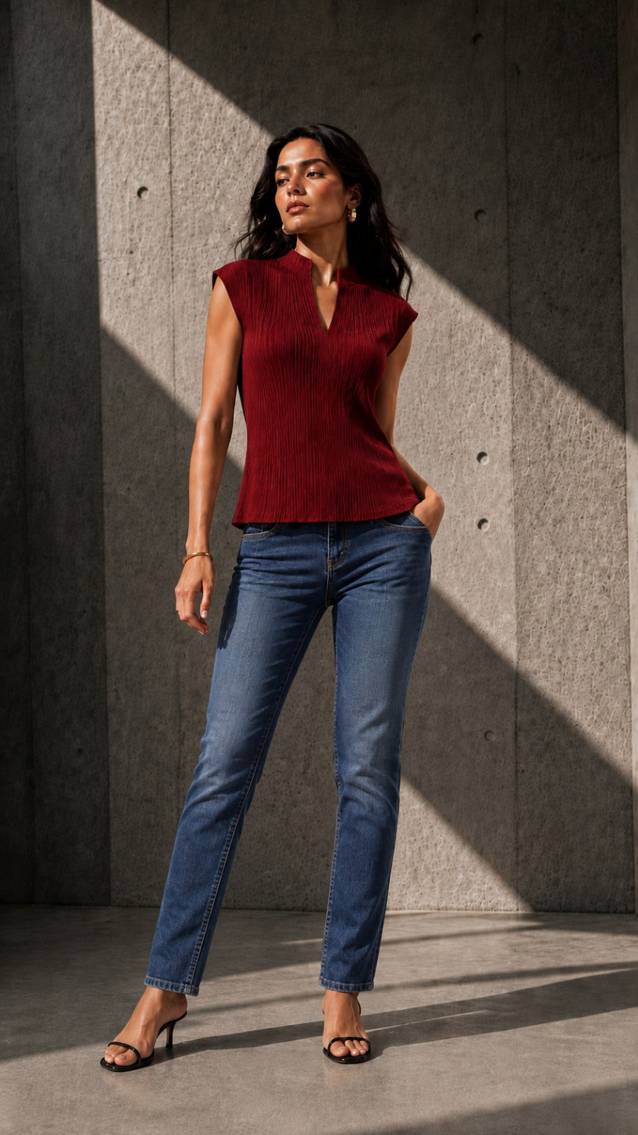 PLEATED TOP -RED