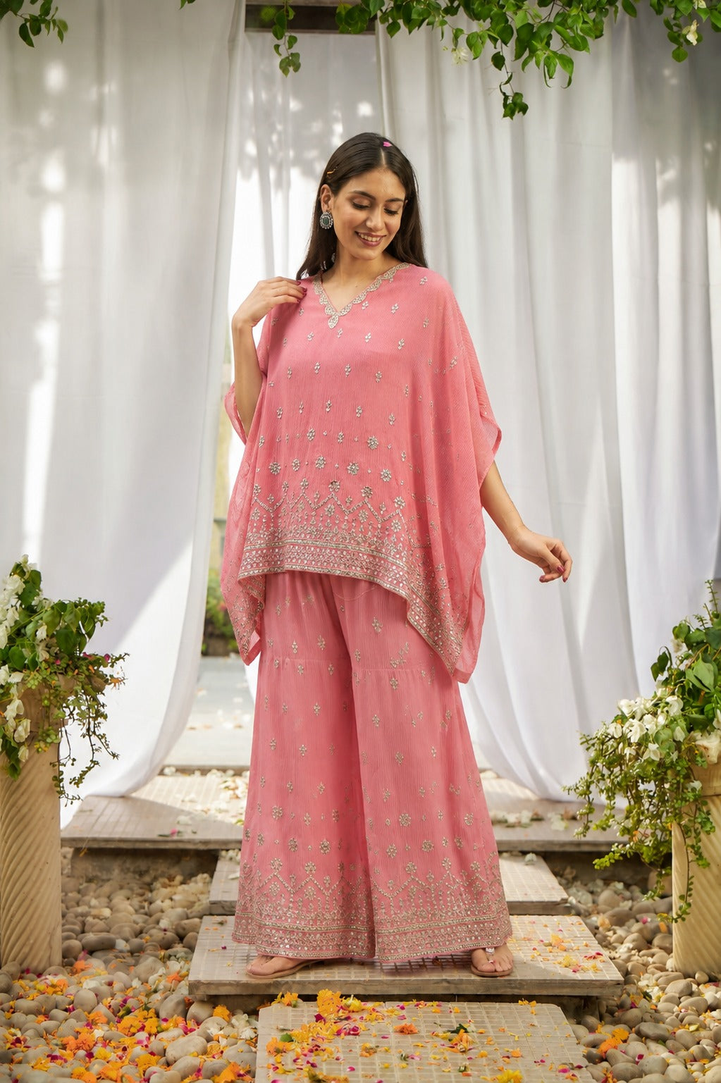 Dainty Mademoiselle kaftan set-pink