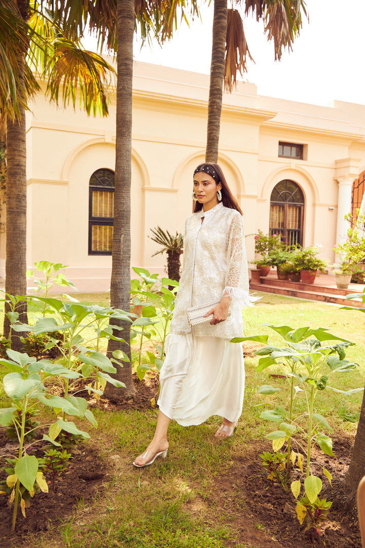 Seraphic Sequins Tunic with Skirt - White