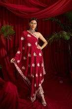 Load image into Gallery viewer, Reyna Gara Glazed Cape With Coordinated Pants- Red