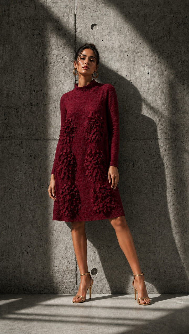 FELICIA FLY ME UP PLEATED DRESS - WINE