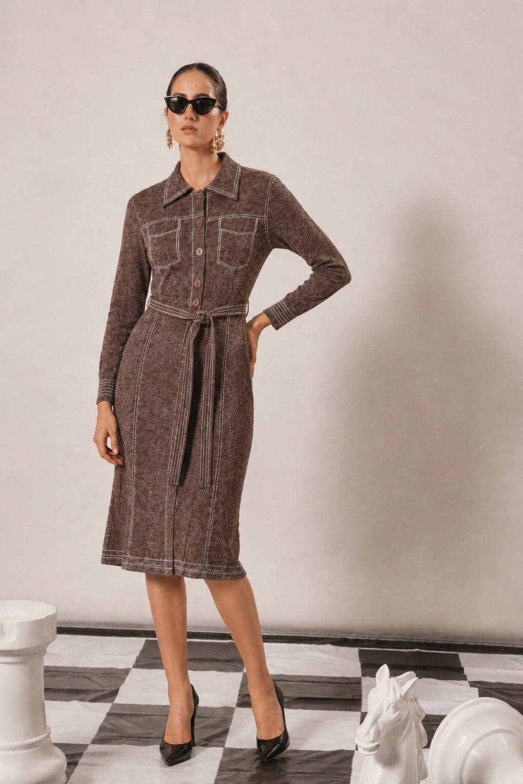 DARYL DENIM SHIRT- BROWN
