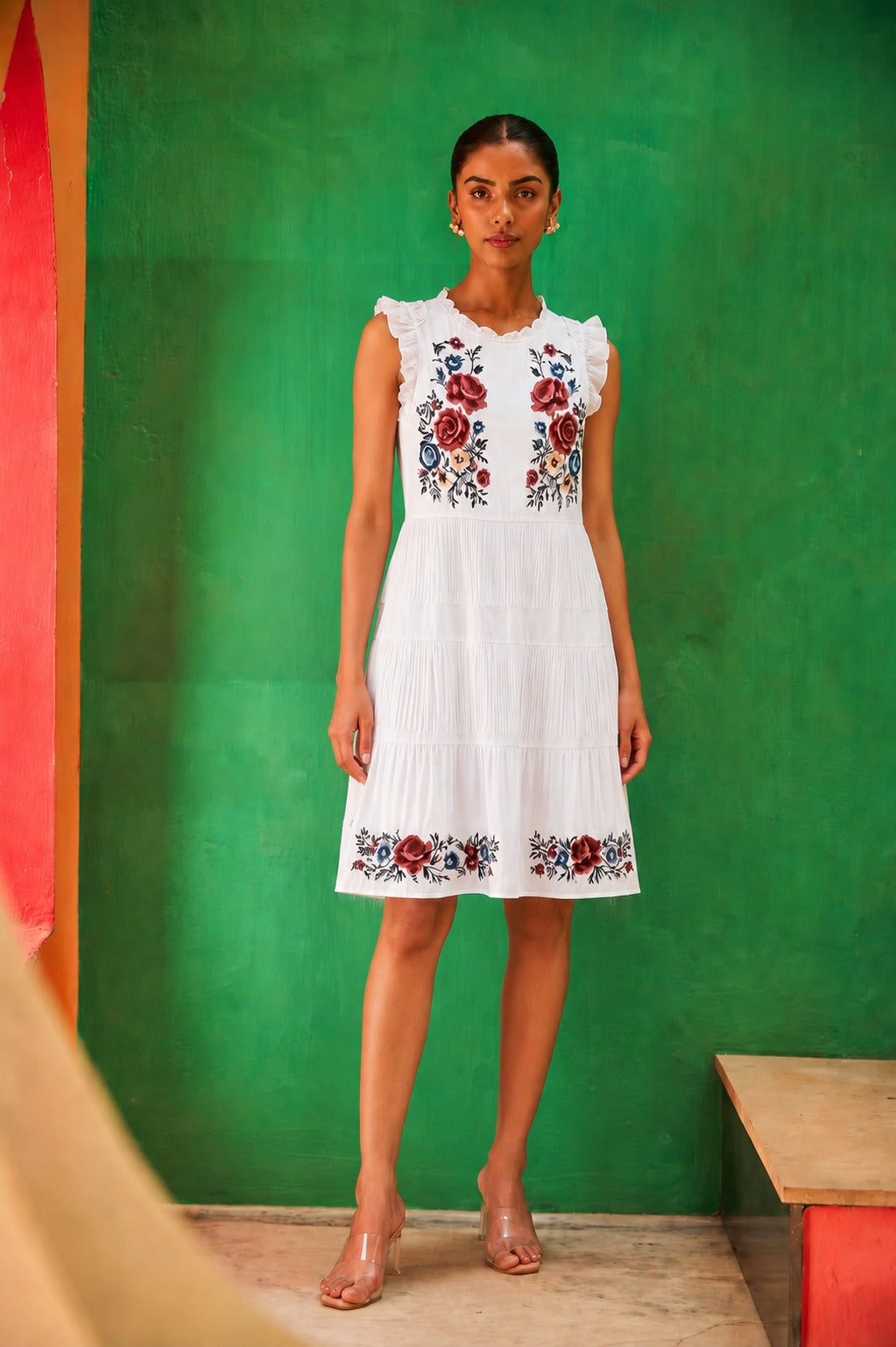 Sienna Blossom Skater Dress - White