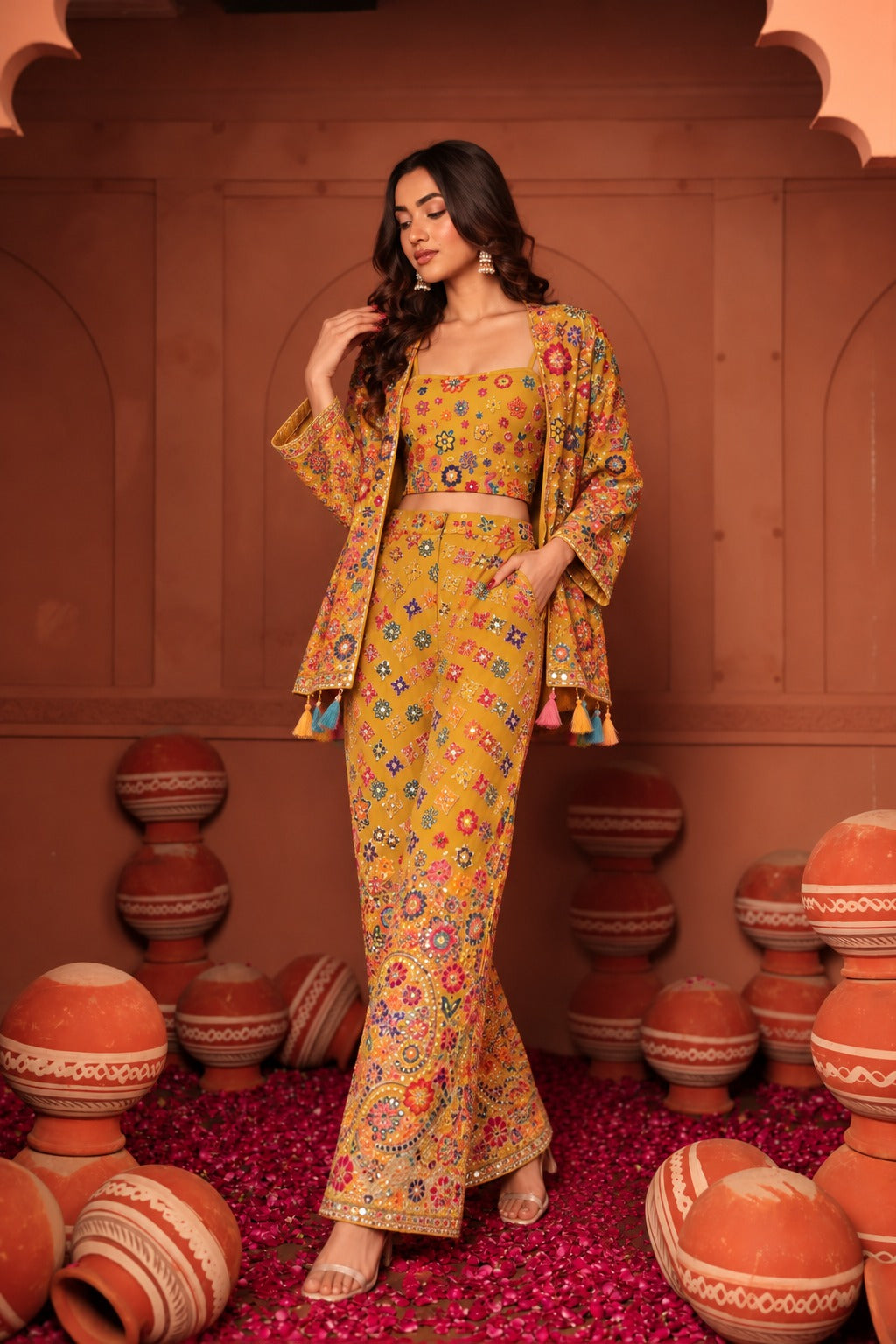 BOHO PANT AND JACKET SET - MULTICOLOUR