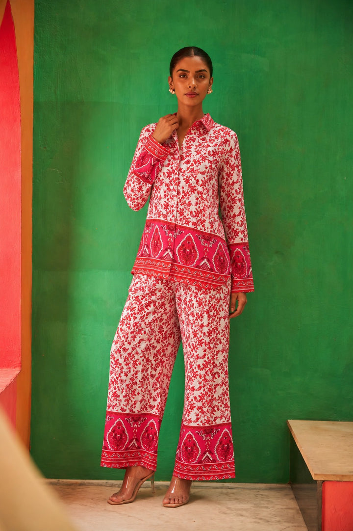 Bohemian Floral Printed Co-ord Set - Red