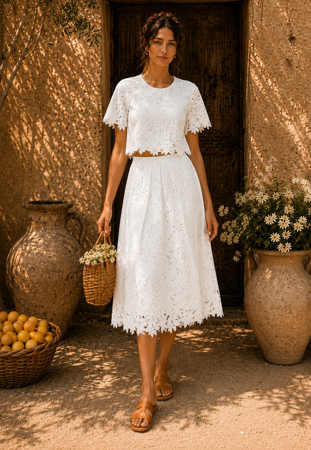 MYRA MESH SKIRT SET - IVORY