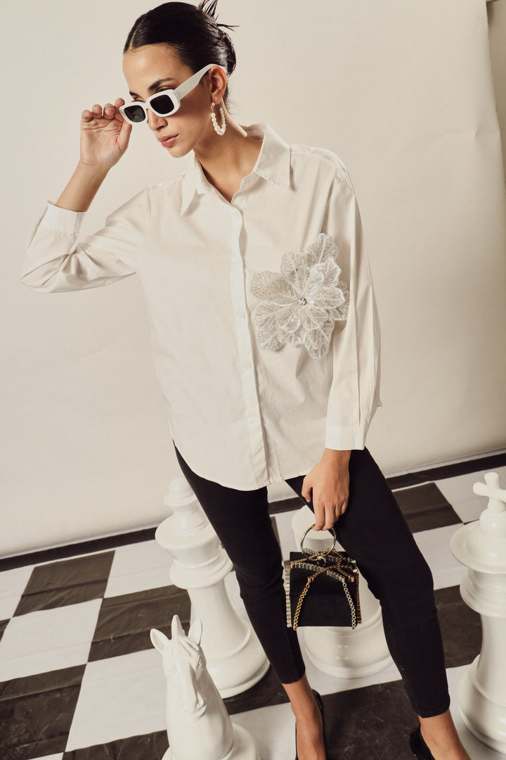 Fallon Embroidered Shirt - White