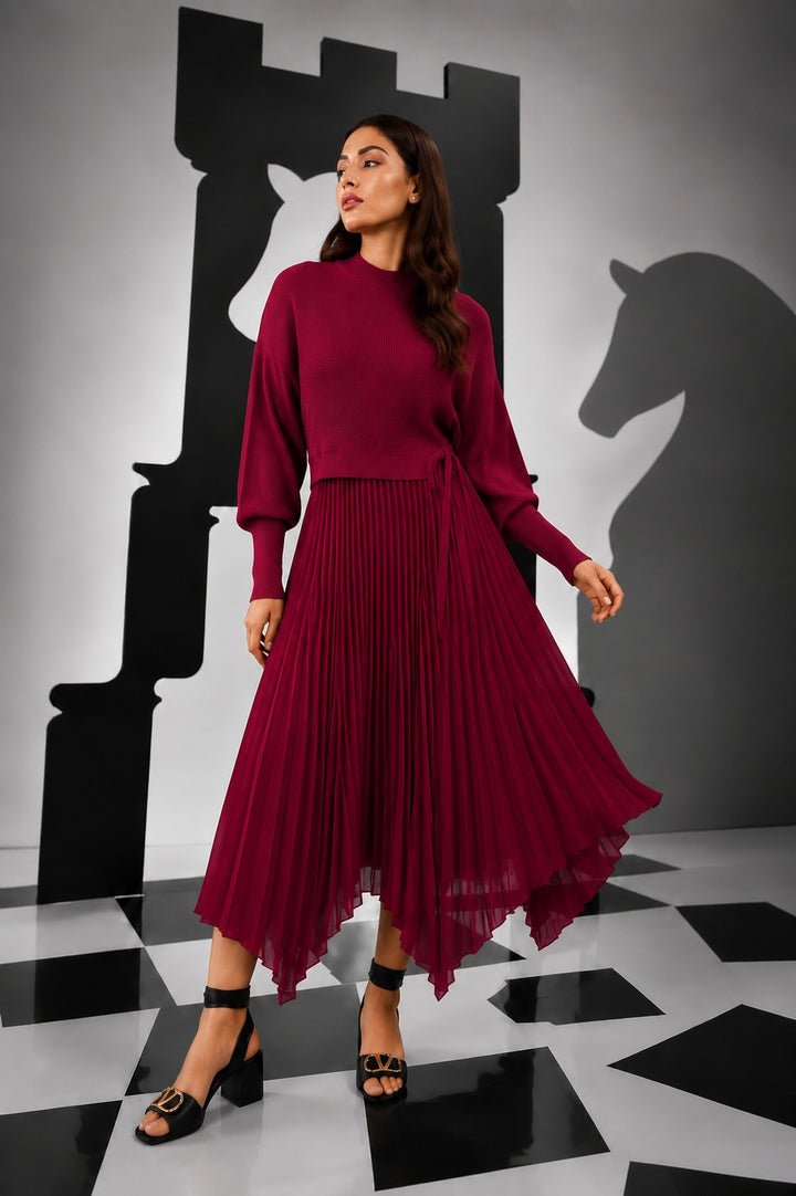 Fanny Flare Up Cinched Dress - Hot Pink
