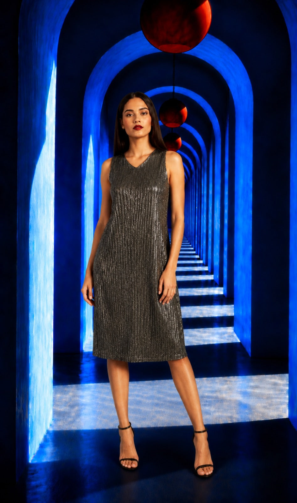 sofia shimmer dress - silver