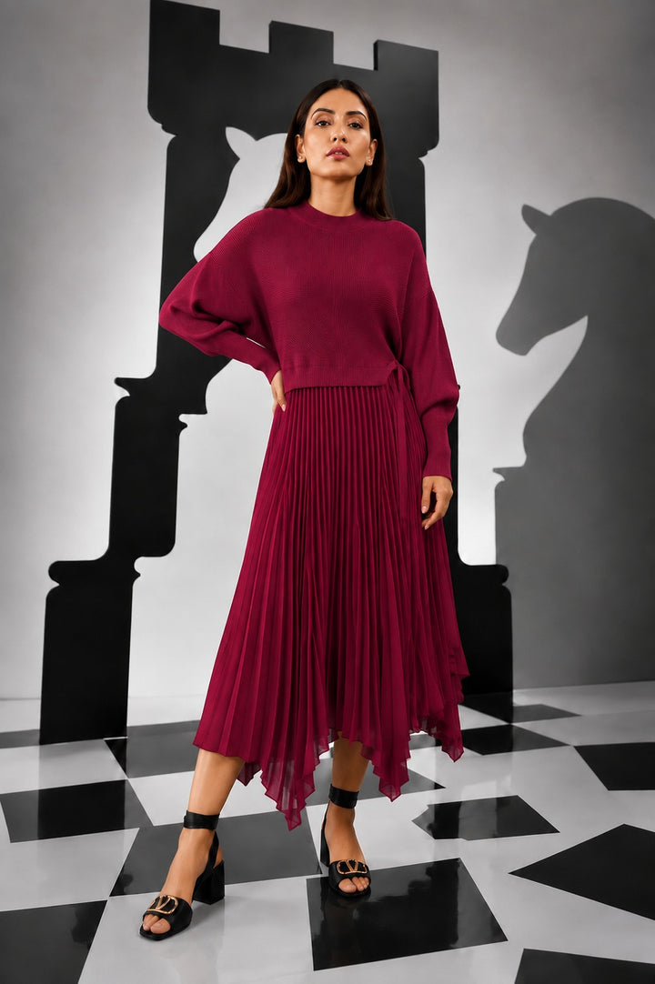 Fanny Flare Up Cinched Dress - Hot Pink