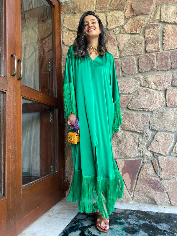 Green Frill Kaftan