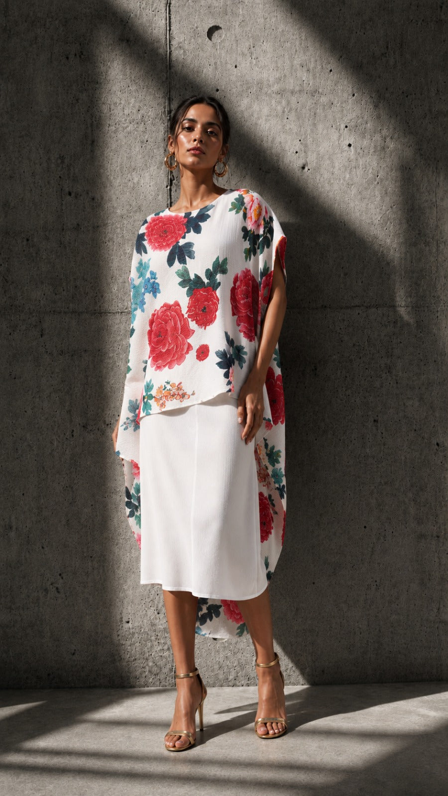 Freya Flowerit Cape Dress - White