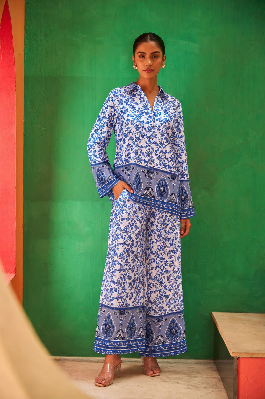 Bohemian Floral Printed Co-ord Set - Blue