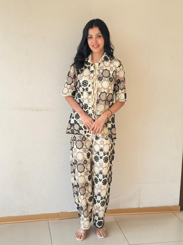 Camelia Crotchet Distressed Set - Black