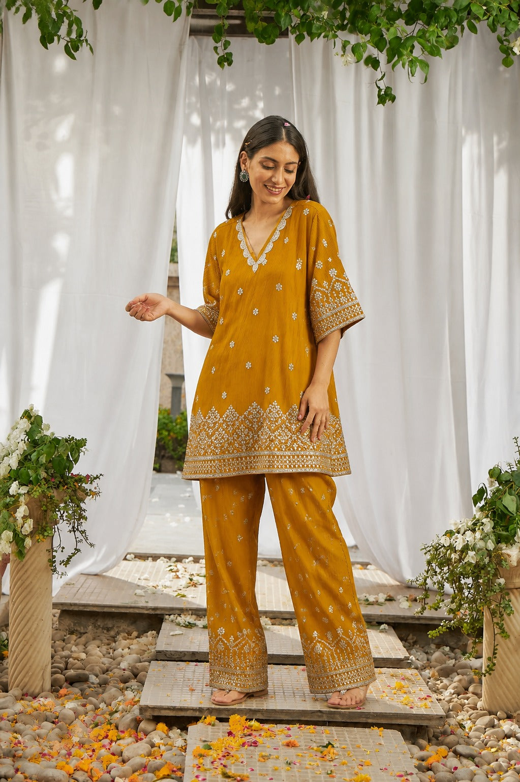 Dainty Mademoiselle Tunic Set - Ochre