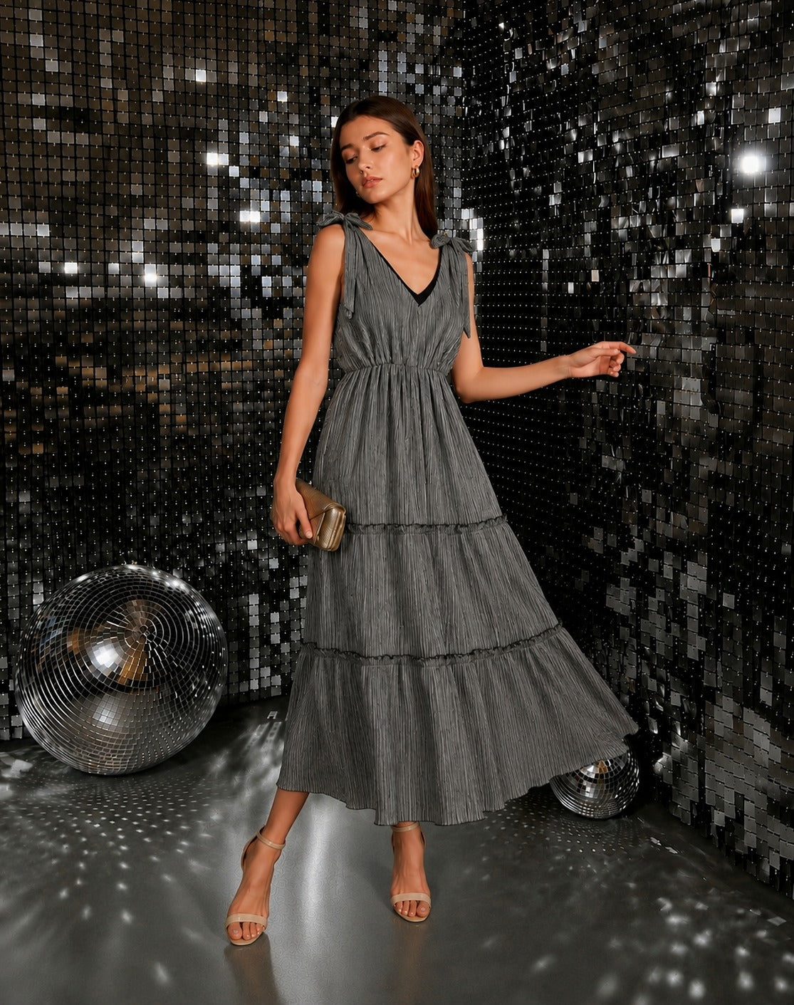 Ruffle dress - Grey
