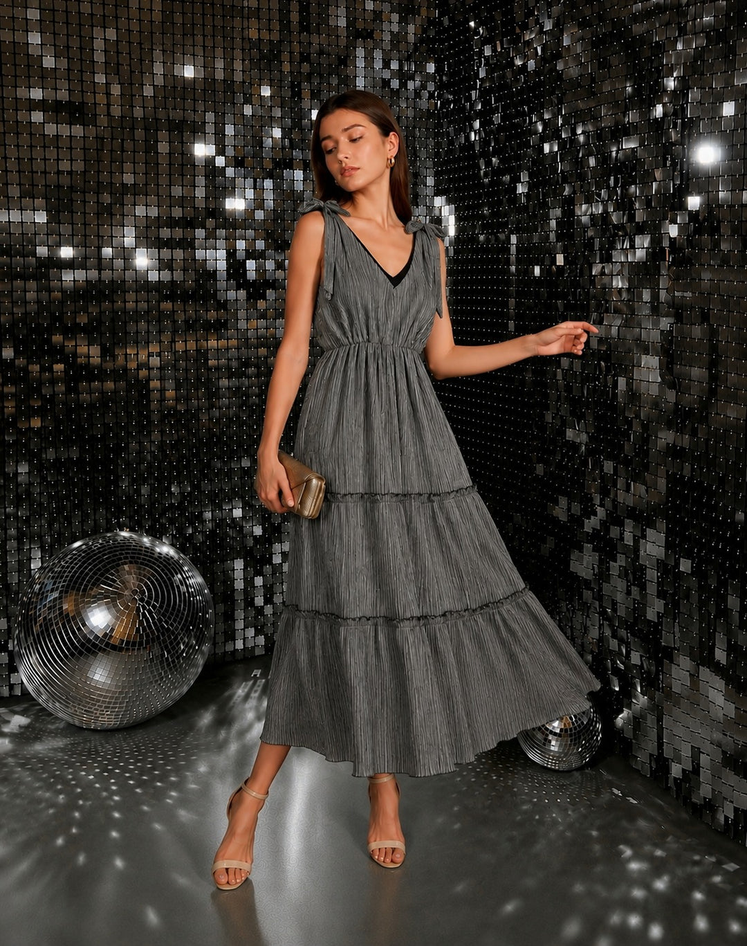 Ruffle dress - Grey