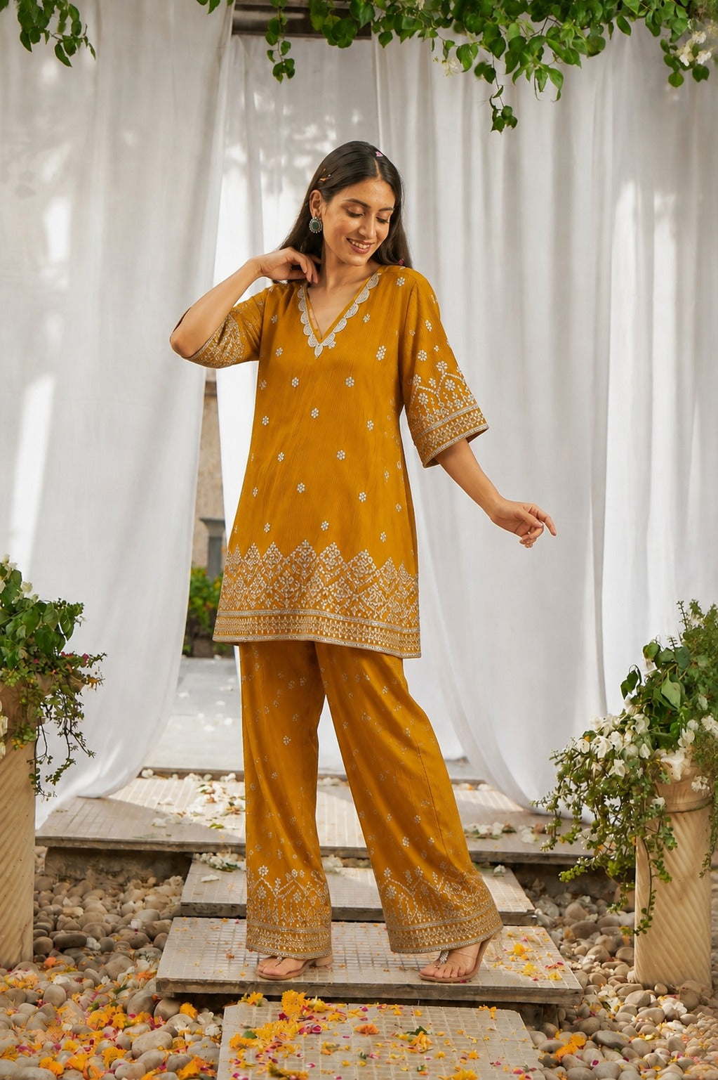 Dainty Mademoiselle Tunic Set - Ochre