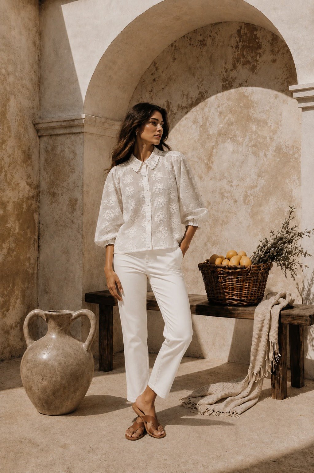 MYRA MESH LACE TOP-WHITE
