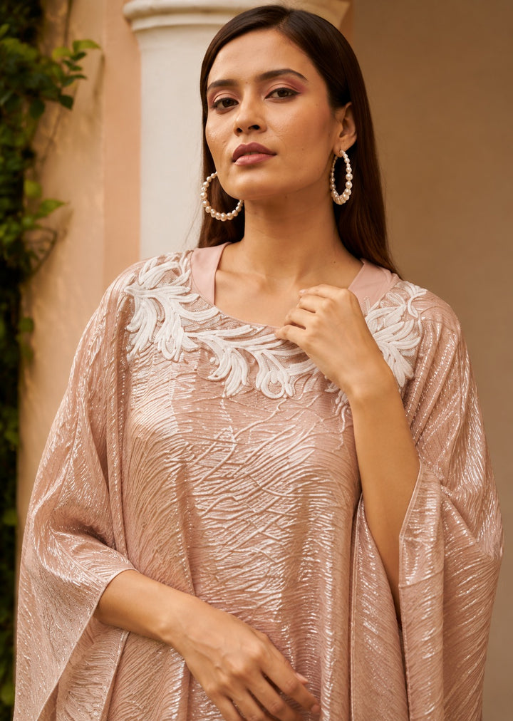Slip Easy Dress with Metallic Cape - Peach