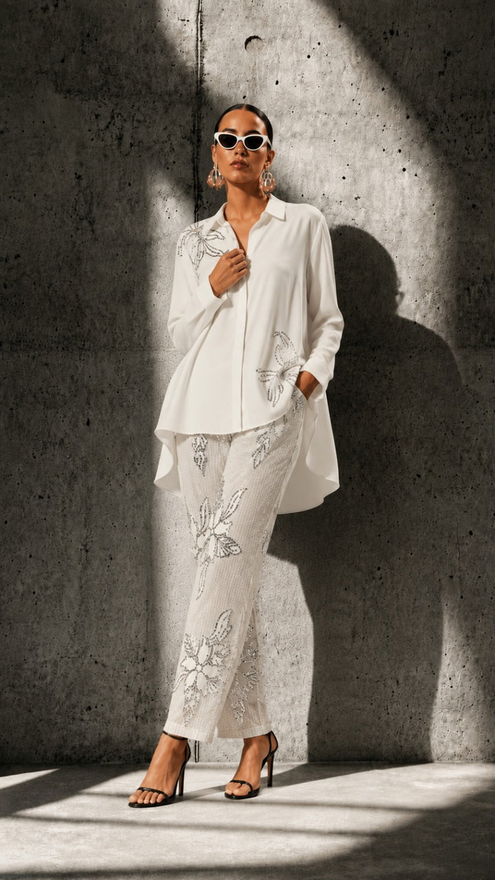 Bianca Borage Sequins Set - White