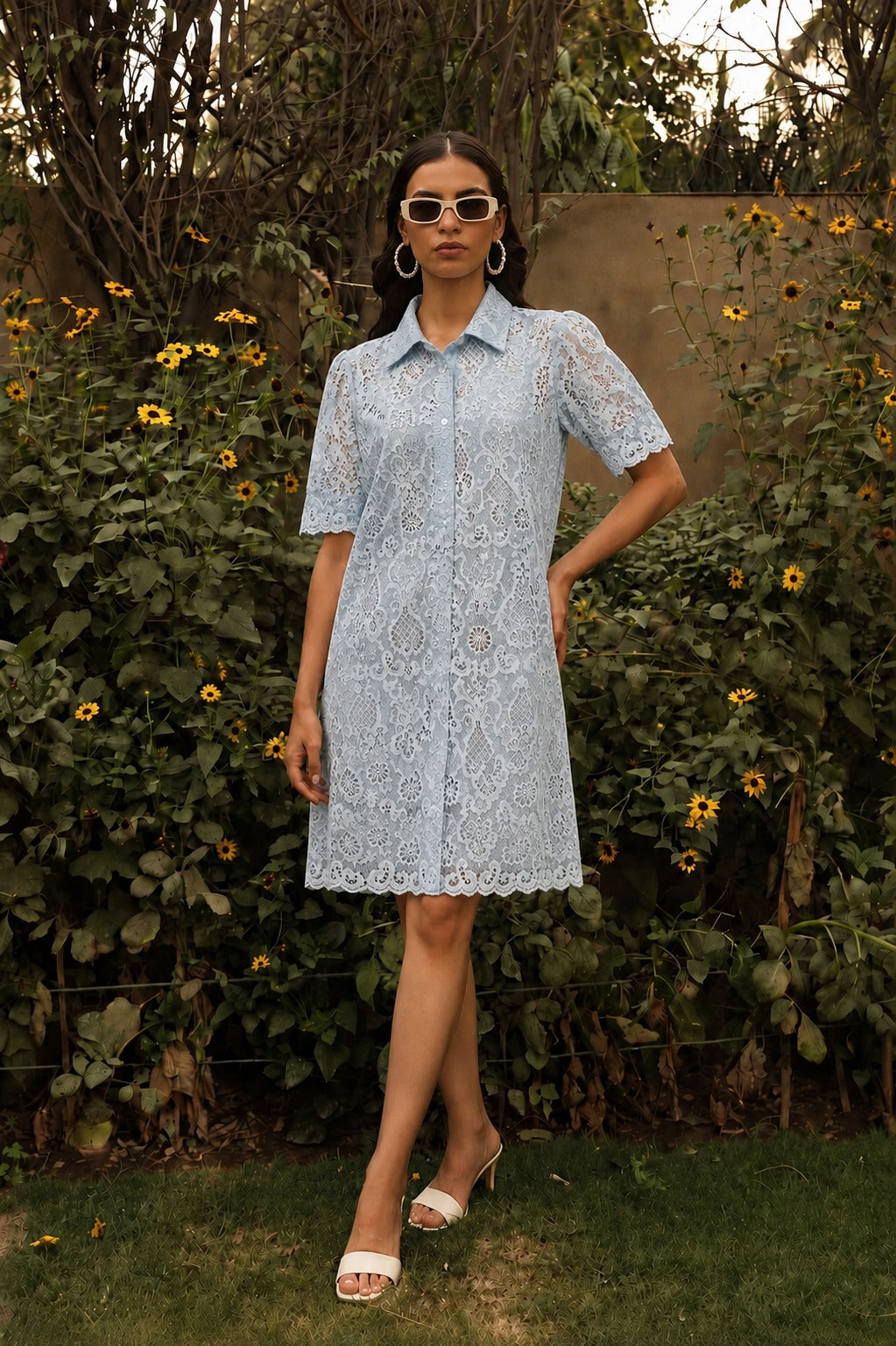 Chantilily lace dress - blue