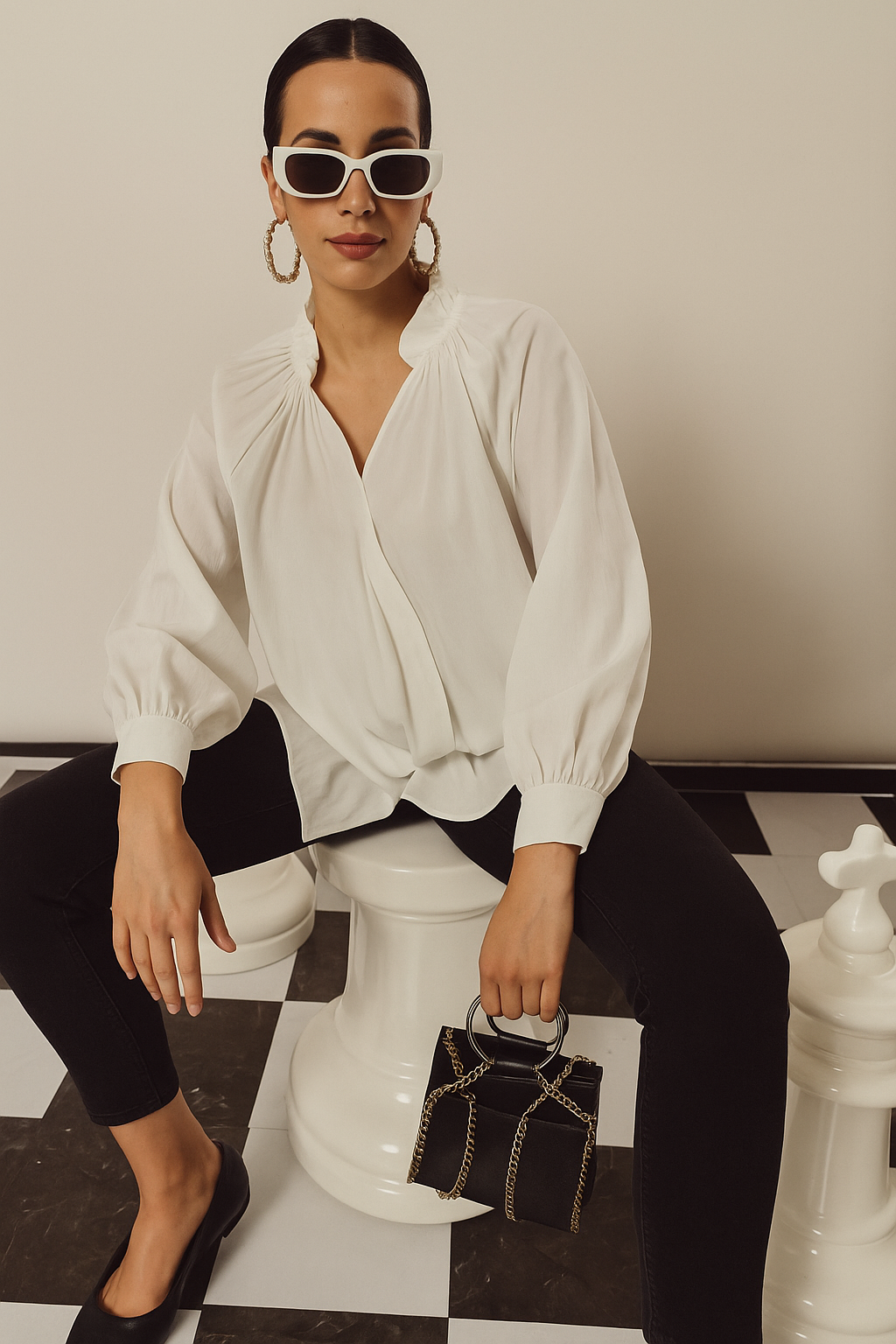 Fabian Fly Me Up Flouncy Top - White