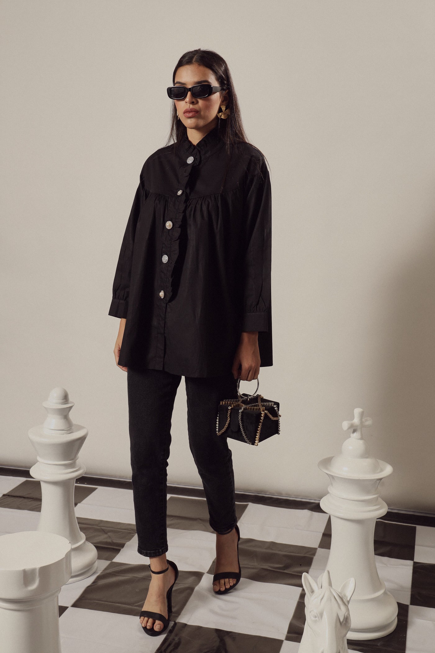 Beatrix Button Me Up Shirt - Black