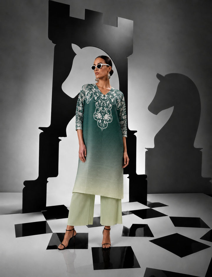 Payton Ombre Pleated set - Green