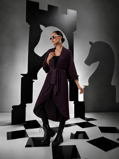 Alisha Accordian Pleated Overlay - Eggplant