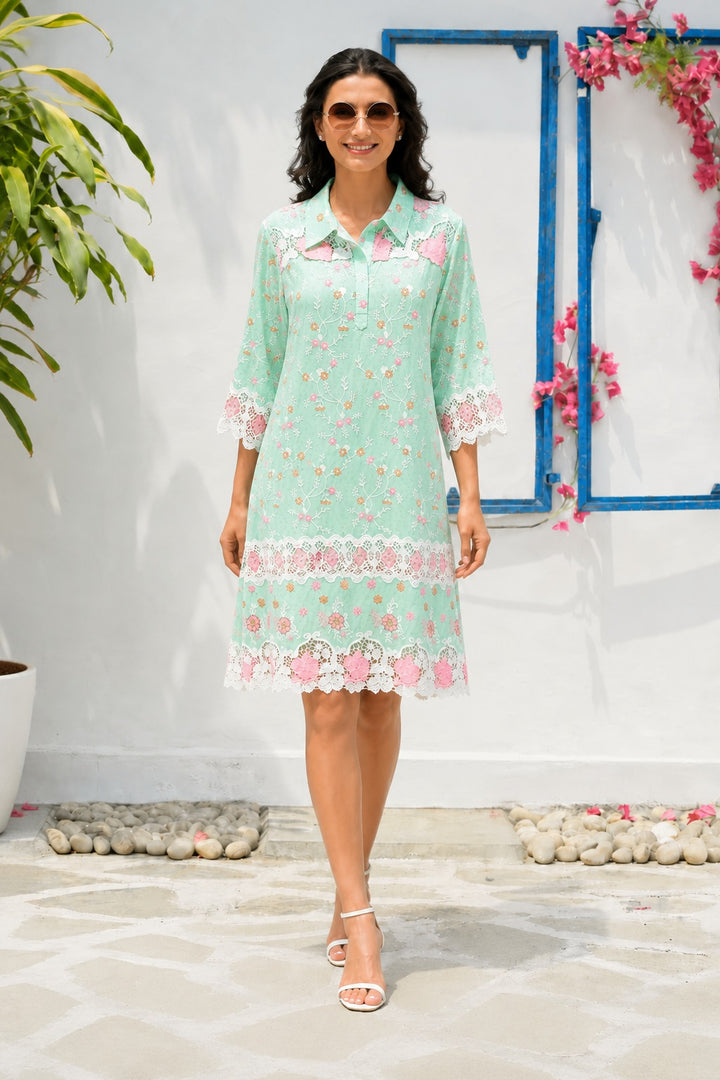 MYRA LACE DRESS - MINT GREEN
