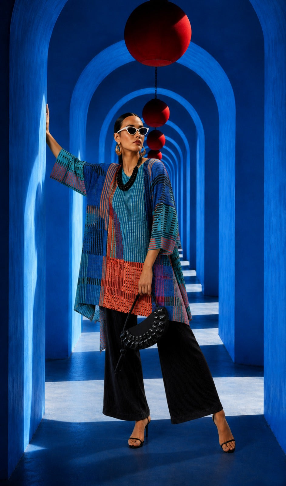 Colour Me Up Issey Tunic Set - Blue & Orange