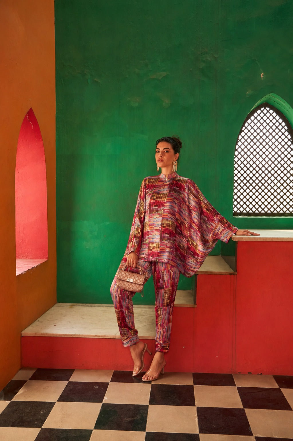 Kylie Kaftan Co-ord Set - Lavender Red