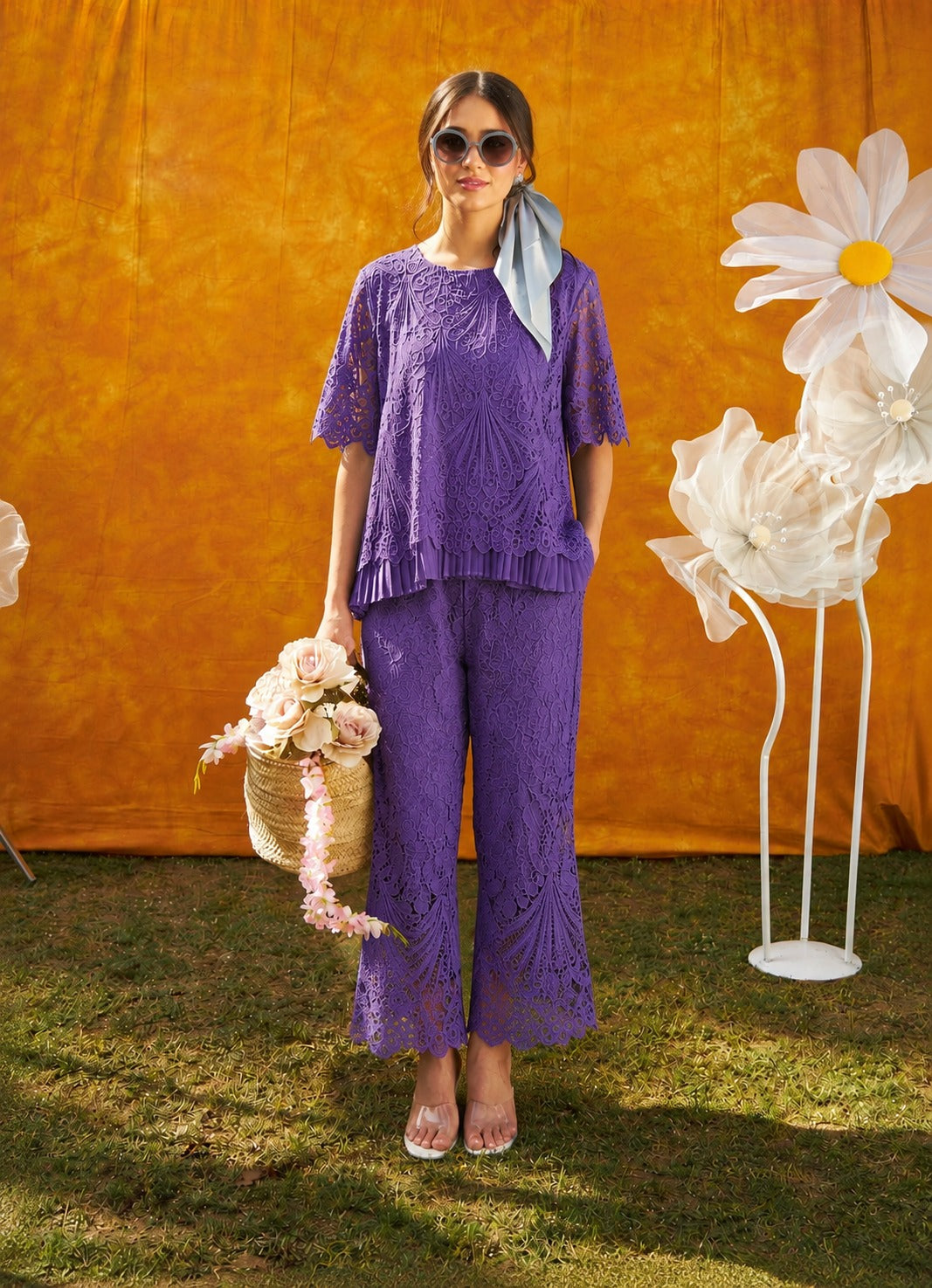 MYRA MESH CO-ORD SET - PURPLE