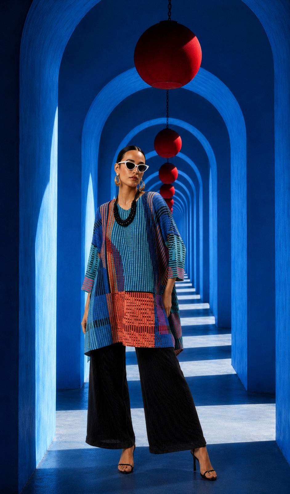 Colour Me Up Issey Tunic Set - Blue & Orange