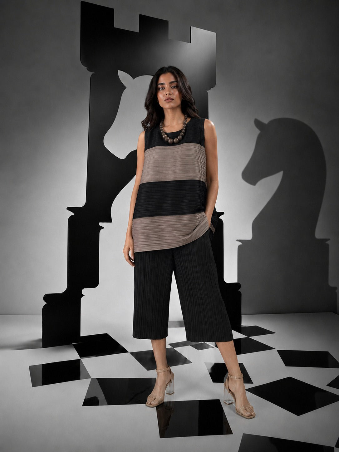 Clara Colour Block Co-ord Set - Black & Grey