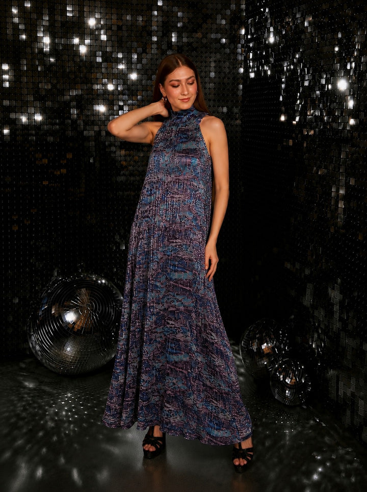 HERMOINE HALTER NECK GOWN - THUNDER