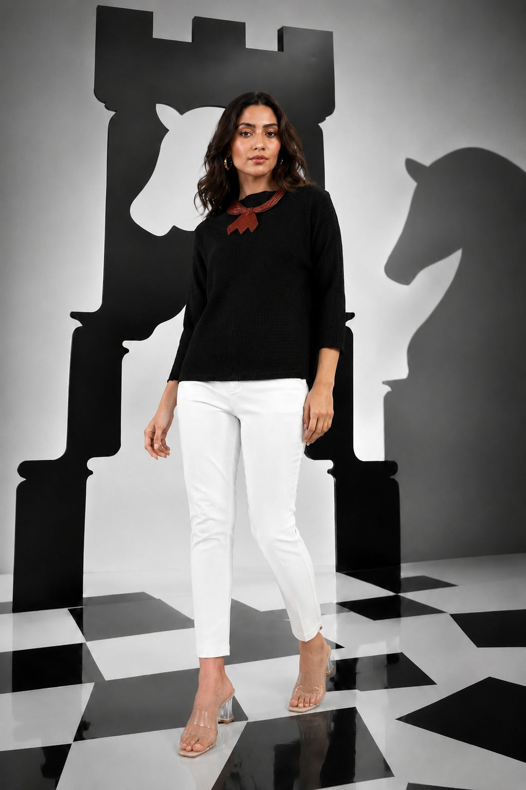 Accordian Pleated Top - Black