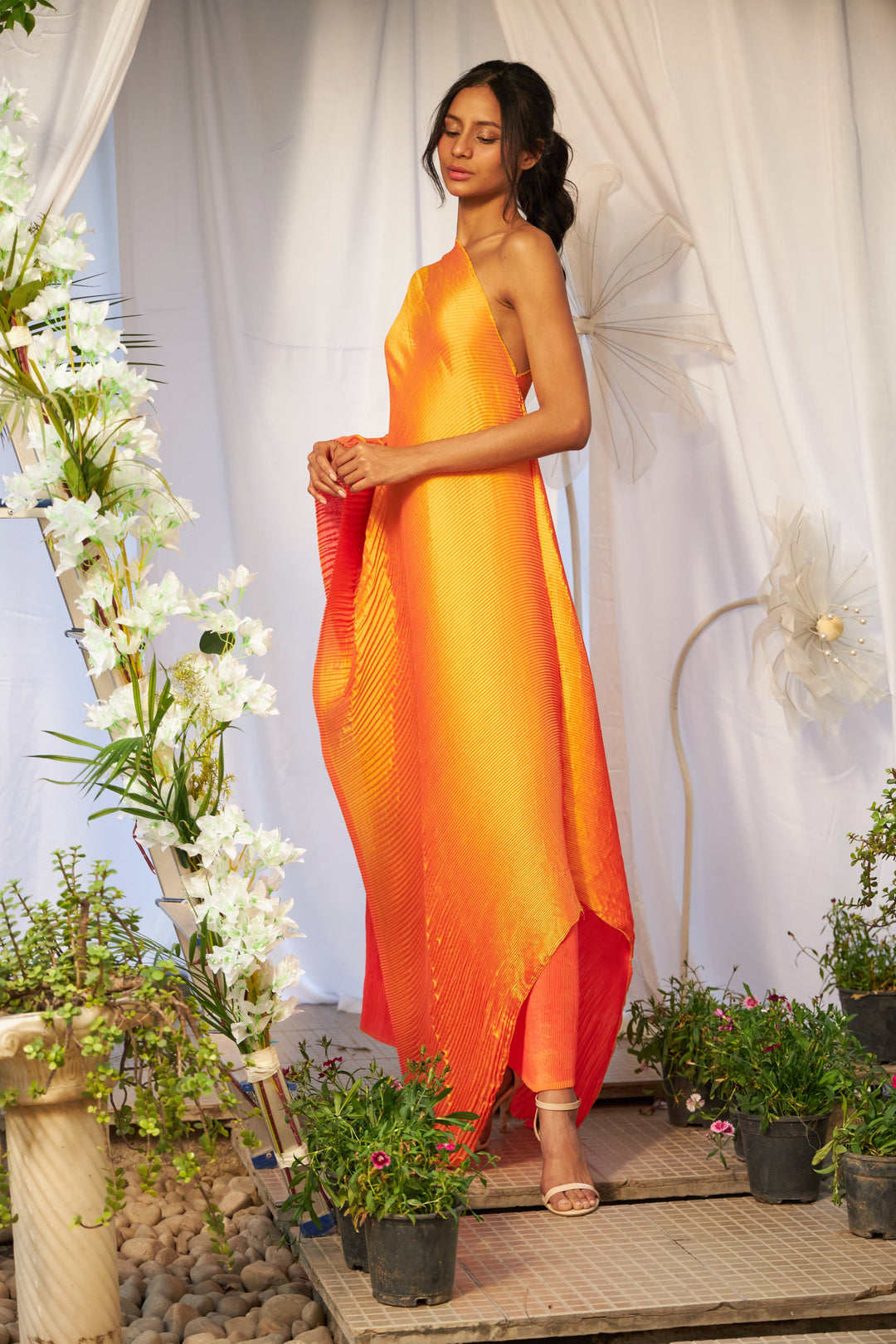 Ayvah Off-Shoulder Top with Pants - Orange