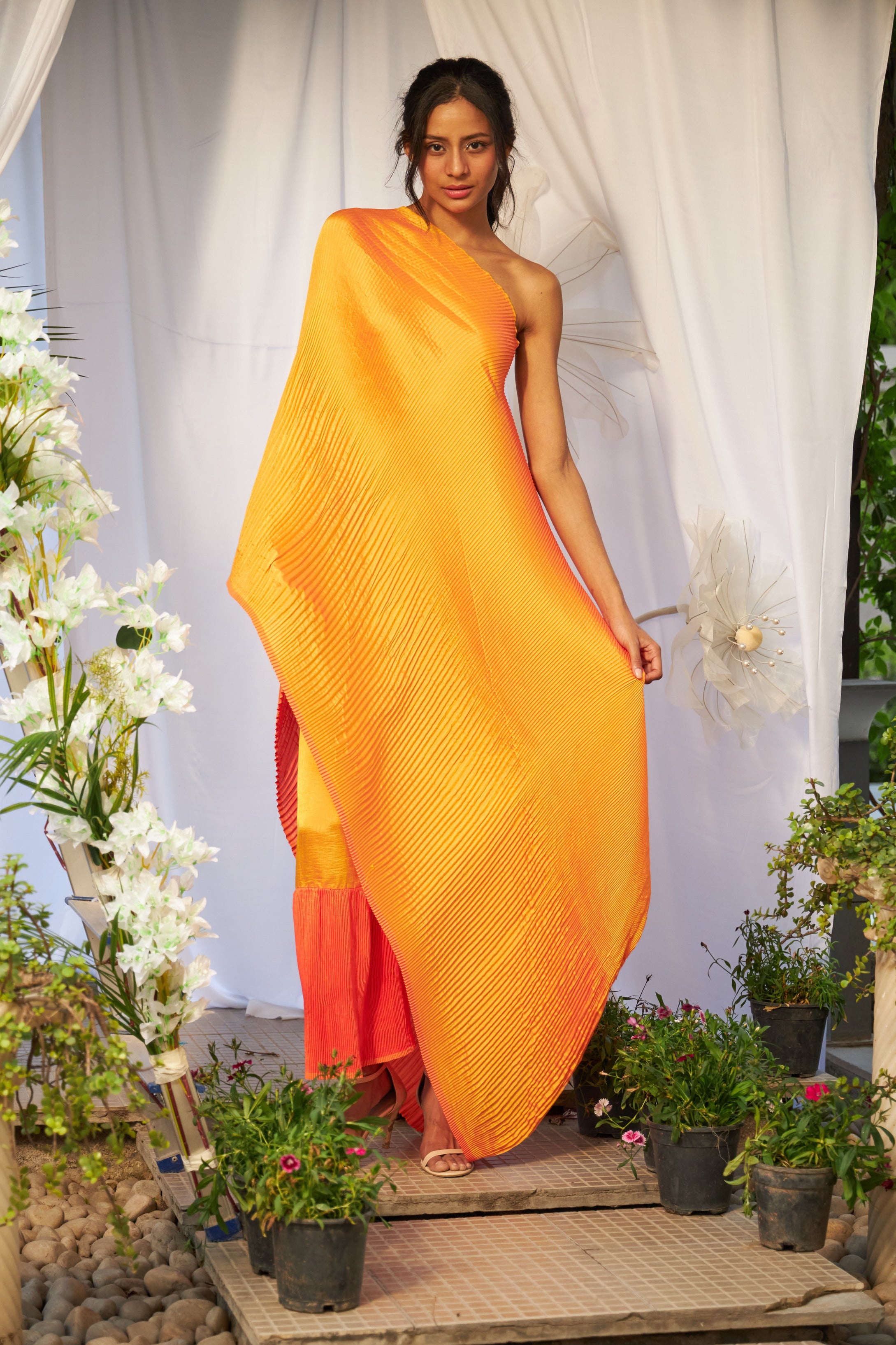 Ayvah Off-Shoulder Top with Pants - Orange