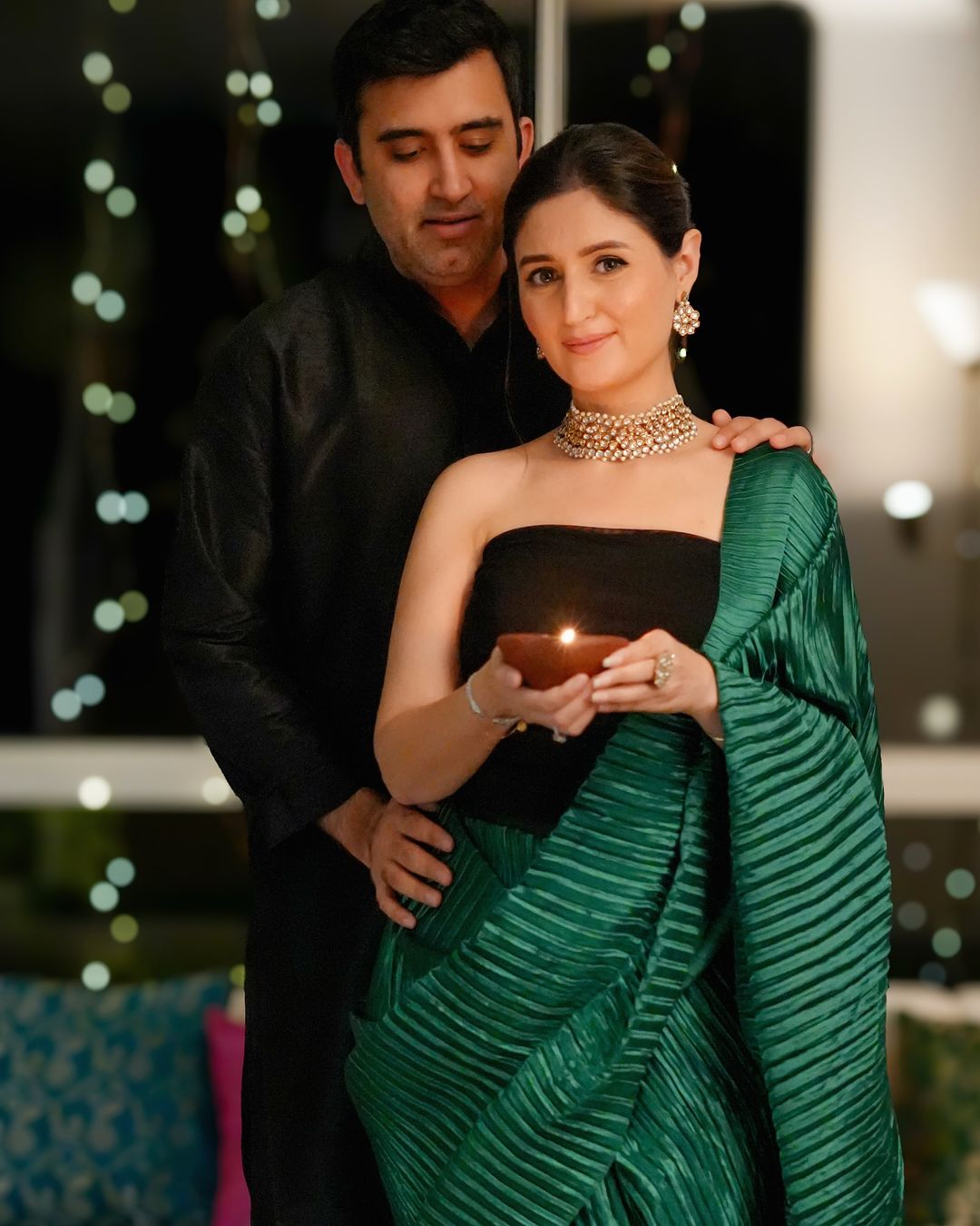 Ootdstylistaa In Our Classy Pleated Gown Saree - Emerald Green