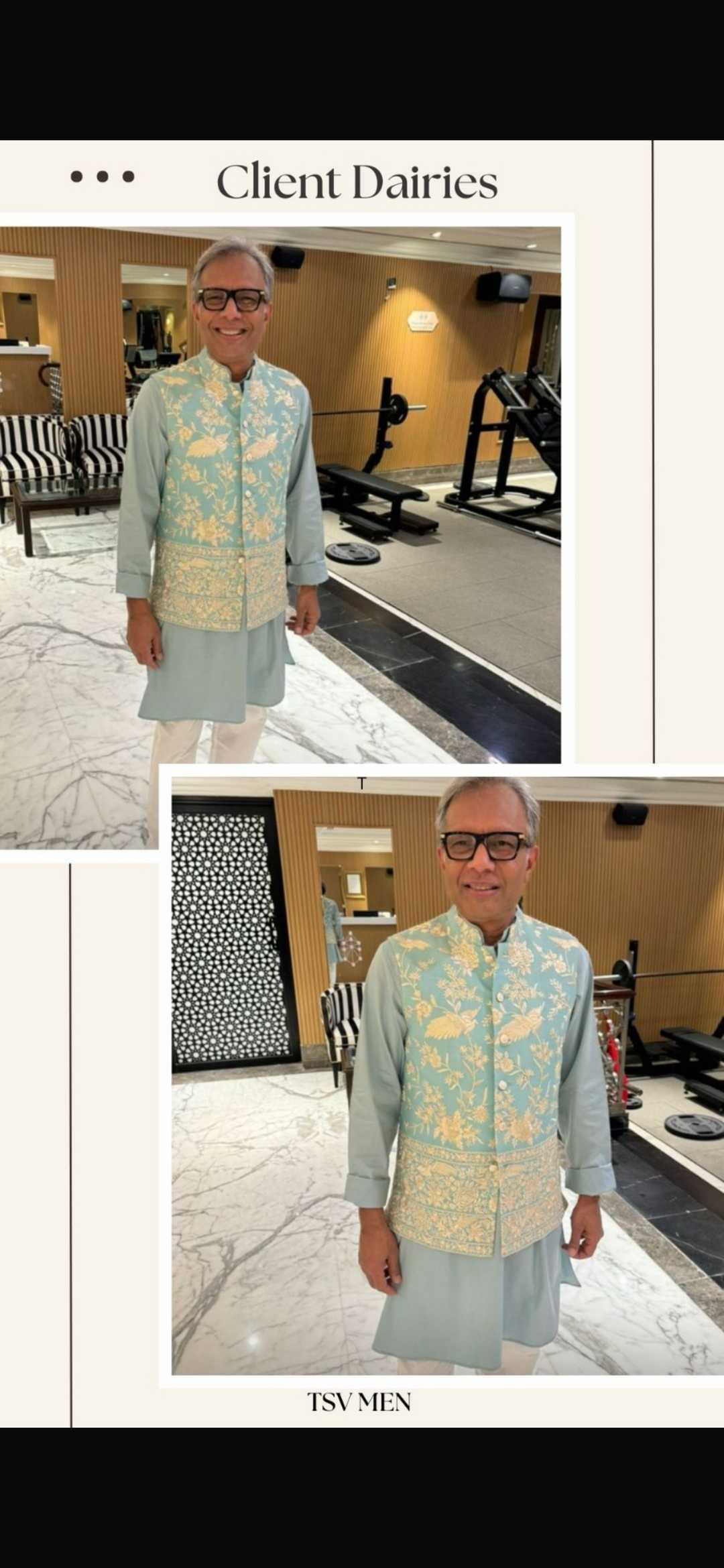 Kurta Set With Gara Glazed Jacket - Aqua Blue