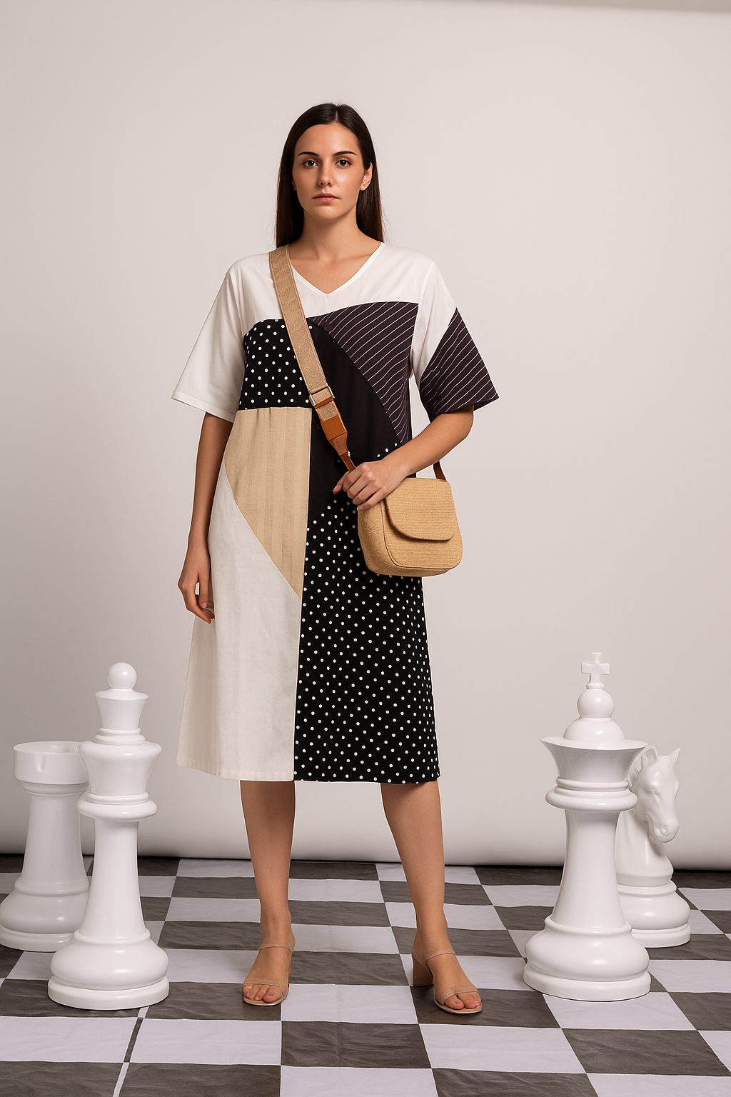 Cameron Cotton Polka Dot Dress - White